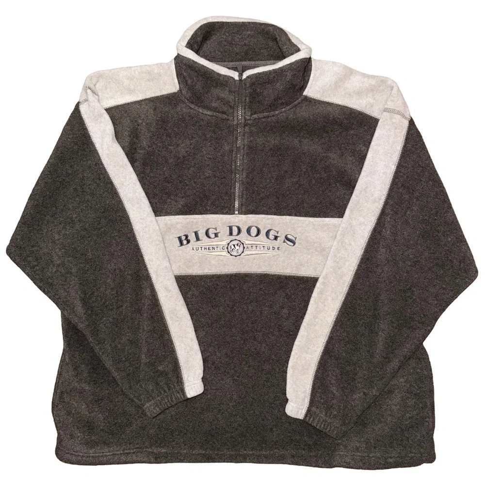 Vintage 90s Big Dogs Embroidered Logo Polar Fleece Pullover Indie Sleaze Skater